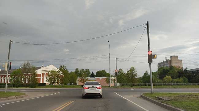 Место остановки на светофоре